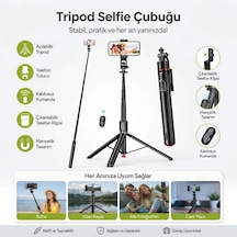 130 Cm Uzayabilen Manyetik Kumandalı Tripod Ve Ayarlanabilir Telefon Tutuculu, Alüminyum Gövdeli Sel