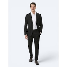 Kip Siyah Mikro Regular Fit Yün Karışımlı Takım Elbise