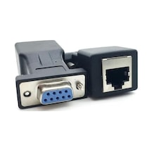 4943 Rs232 To Rj45 9 Pin Ethernet Adaptör Ekleme Ek Uzatıcı Extender Çevirici Dönüştürücü 30 Metreye Kadar Sinyalleri İletir. Rs232 Portu Cat5 Cat5e Cat6 Cat7 Ağ Kabloları Üzerinden İletin.