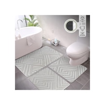 Plato Halı Opqo 3'lü Set Premium Banyo Takımı 50x60 Klozet - 60x100 - 50x60 Set Beyaz