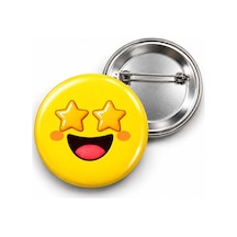 Yıldız Gözlü Smiley - 58mm Rozet Çok Renkli