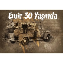 Old Araba Temalı Doğum Günü Afişi 100x150 Cm