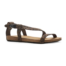 Comfortfusse Grady - Kadın Ortopedik Hakiki Deri Sandalet Leopar Baskılı Deri
