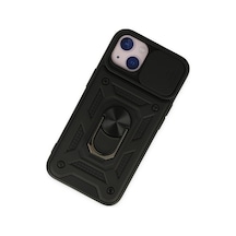 Apple iPhone  Uyumlu- 14 Kılıf Pars Lens Yüzüklü Silikon - Siyah