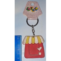 Küçük Plastik Ev Anahtarlık Kırmızı