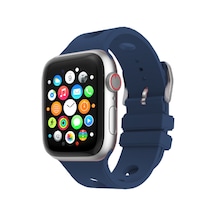 Apple Watch 10 42mm Uyumlu Kordon Delikli Tasarım Silikon Midnight Blue