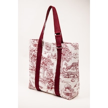 Fabric Craft Bag Plaj Çantası Kadın Omuz Çantası Duck Kumaş İçi Astarlı Mıknatıslı 50x43 Cm Kırmızı