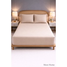 More Home Tek Kişilik Lastikli Çarşaf Seti + Yastık Kılıfı Bej