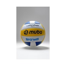 Voleybol Topu No.5, Dikişli, Soft Touch, Sarı-beyaz-mavi Açık Gri