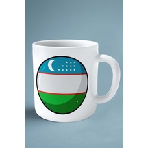 Özbekistan Bayrak Baskılı Kupa Bardak Çift Taraflı Kişiye Özel Model 1 Çok Renkli