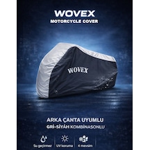 Wovex Honda İle Uyumlu Pcx 125 Motosiklet Brandası Gri Siyah Kombinasyonlu Arka Çanta Uyumlu Motor Branda