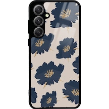 Samsung Uyumlu A35 Blue Flowers Tasarımlı Glossy Telefon Kılıfı Çok Renkli