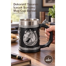 1 Adet 3d Kabartmalı At Büstü Paslanmaz Çelik Kupa Bardak Dekoratif Tasarım İçecek Sunumu Mug Cup Bardak