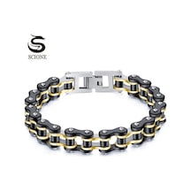 Novahub Altın Luxy Moon Kişiselleştirilmiş Motosiklet Zinciri Rock Tarzı Bisiklet Zinciri Paslanmaz Çelik Bilezik Altın Altın