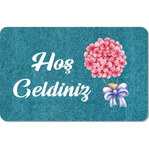 Dijital Baskılı Kapı Önü Paspas Hoşgeldiniz Yazılı Çiçek Desenıç Ve Dış Kapı Paspası Yıkanabilir Kahverengi