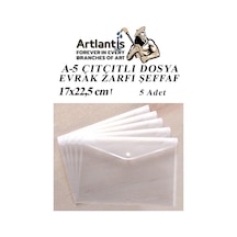 A5 Çıtçıtlı Dosya Şeffaf 5 Adet A-5 Çıtçıtlı Zarf Dosya Transparan 17x22.5 Cm Küçük Boy Çıtçıtlı Dosya