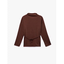 Koton Regular Fit Uzun Kollu Dik Yaka Kemerli Kazak Kahverengi 6wak30105ek Kahve