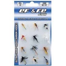 Effe İğne Seti Tüylü Sinek Olta İğnesi 12 Adet