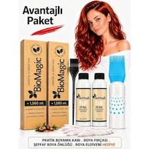 Biomagic Organik Amonyaksız Saç Boyası Moka Kahve-44.07+oksidan 2 Adet +fırça
