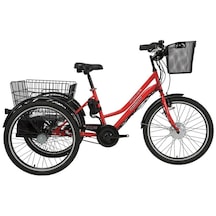 Bisan E-porter Unısex Üç Tekerli Elektrikli Bisiklet 44cm V 24 Jant 3 Vites Kırmızı Siyah
