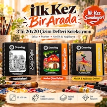 Dreamart Galery 3 Lü Sanat Defteri Seti 20x20 Cm Eskiz + Marker + Akrilik & Yağlıboya