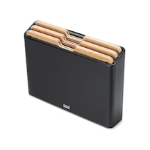 Folio 3 Parçalı Premium Bambu Kesme Tahtası Seti, Organize Mutfak Depolama İçin İnce Paslanmaz Çelik Kasa Çok Renkli