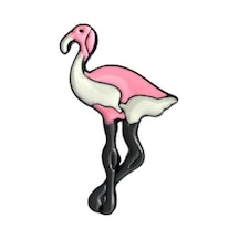 Pembe Beyaz Flamingo Kuş Şık Hediyelik Rozet 1906 Çok Renkli