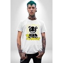 Kendin Ol Unisex Unisex Beyaz Organik Baskılı T-shirt Penye Yüksek Kalite Beyaz