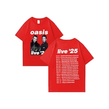 Flood Of Style Oasis Canlı 25 Tur Grafik T-shirt Adam Kadın Sıcak Satış 100% Pamuk Rahat O-boyun Kısa Kollu Kırmızı