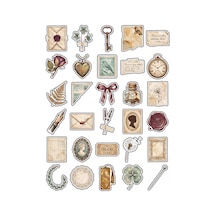 30 Adet Vintage Romantik Mektup Sticker Seti - Ajanda Scrapbook Defter İçin Çok Renkli
