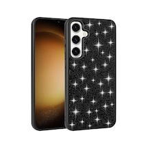 Galaxy Uyumlu S24 Fe Kılıf Simli Pırlanta Taşlı Kamera Yükseltili Silikon Pazarplus Siyah