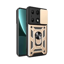 Newface Xiaomi Poco M6 Pro 4g Kılıf Pars Lens Yüzüklü Silikon - Gold Altın