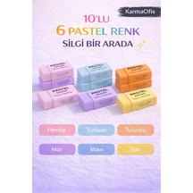 10'lu Karışık Renk Pastel Silgi Seti Tozsuz İz Bırakmayan Yumuşak Silgi Okul Ofis Çizim
