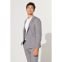 AC&Co / Altınyıldız Classics  Erkek Bej Slim Fit Dar Kesim Mono Yaka Seyahat Çantalı Desenli Takım Elbise Bej