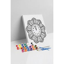 Saat Desenli Mandala Tuval Boyama Seti 40x50 Cm