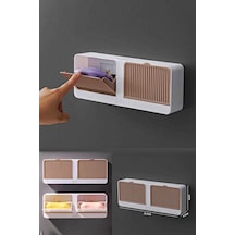 2 Bölmeli Yapışkanlı Duvara Monte Mutfak Banyo Katı Sabunluk Kahve