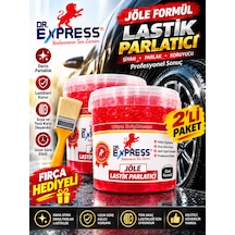 Premium Lastik Parlatıcı Jöle 500 Ml Parlak Görünüm Uzun Süre Etkili Yeniler Jel Parlatıcı Fırçalı 2'li Set