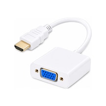 Hdmi To Vga Kablo Çevirici Dönüştürücü Adaptör Görüntü Aktarıcı - Beyaz