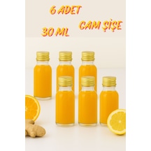 Rotanev 6 Adet Şeffaf Cam Shot Şişesi Sızdırmaz Gold Metal Kapaklı Kolonya Koku Süs Çok Amaçlı Şişe 30ml
