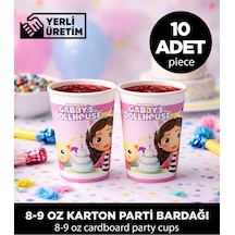 Gabby S Dollhouse Temalı 8-9 Oz Karton Parti Bardağı - Doğum Günü Malzemeleri 10 Adet Diğer