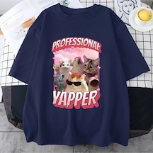 Flood Of Style Profesyonel Yapper Meme Kedi Komik Tişört Erkek Kadın Moda Bağbozumu Kısa Sleevetshirt 100% P Lacivert