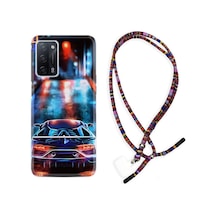 Oppo A55 Kılıf Rasta Boyun Askılı Neon Cars 1724 Siyah