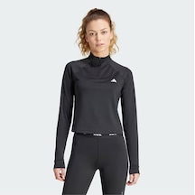 Adidas We 1/4zıp Kadın Siyah Düz Tişört Giyim Is4028