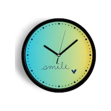 Smile '' Yazılı Modern Tasarım Duvar Saati - 30cm - Önü Camlı Siyah Kasa - Sessiz Mekanizma-jh0232 Siyah