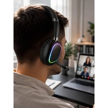 Mikrofonlu Bluetooth Kulak Üstü Kulaklık Rgb Aydınlatmalı Type-c Şarjlı - Lisinya