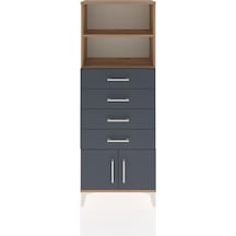 Arges Dolap 2 Raflı 4 Çekmeceli 2 Kapaklı 60x30x163 Çam-antrasit Atlas Çam