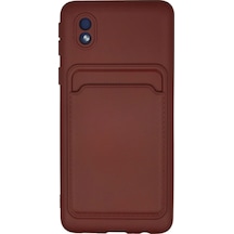 Mey İthalat Samsung Uyumlu Galaxy A01 Core Kılıf Kelvin Kartvizitli Silikon - Bordo
