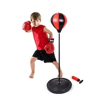 Çocuk Boks Standı Refleks Topu Boks Seti Eldiven 90-120 CM Çok Renkli