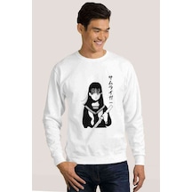 Wascbn Baskılı Beyaz Erkek Örme Sweatshirt