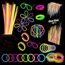 Glow Sticks - 100 Adet Parlayan Çubuklar Toplu Parti Paketi - 20,32 Cm Karanlıkta Parlayan Parti Malzemeleri Neon Part Çok Renkli